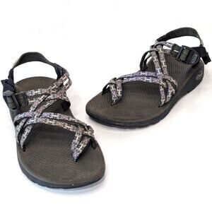 Chaco Womens ZX/2 Sandals Gray Grey Pattern Hiking Outdoor Gorpcore Toe Loop 9